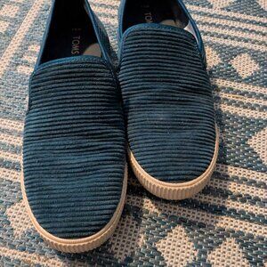 Toms Slip on Sneaker--Teal Corduroy--Women's Size 6.5